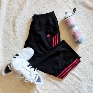 Vintage Adidas Capri Track Pants With Pink Stripes